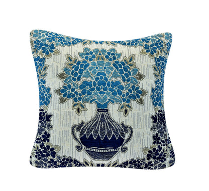 Bigger Fish Set of 5  Chenille Cushion Covers - Blue (16x16 Inches)