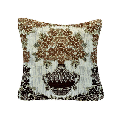 Bigger Fish Set of 5  Chenille Cushion Covers - Brown (16x16 Inches)