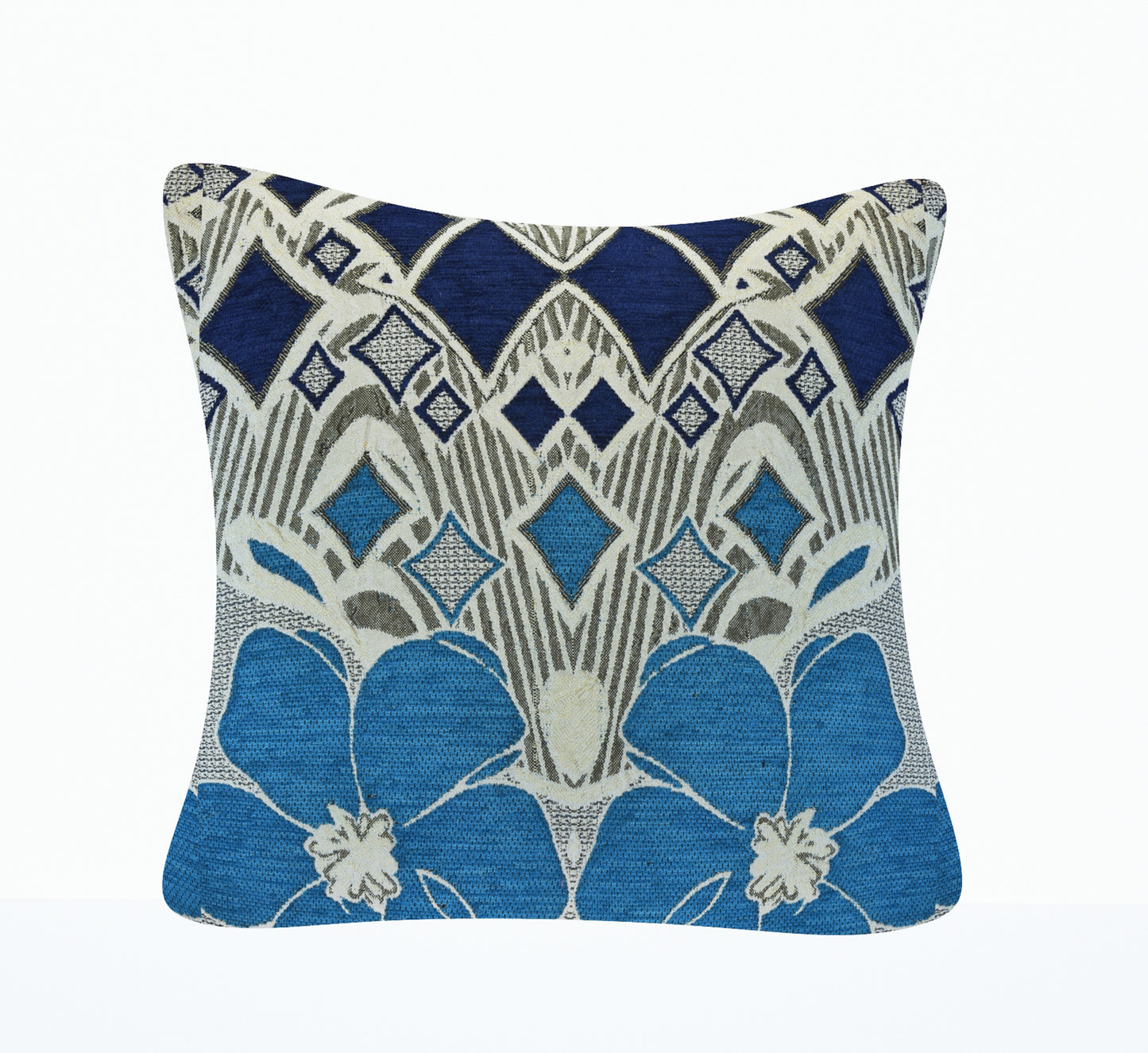 Bigger Fish Set of 5  Chenille Cushion Covers - Blue (16x16 Inches)