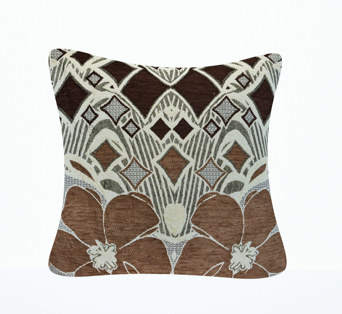 Bigger Fish Set of 5  Chenille Cushion Covers - Brown (16x16 Inches)