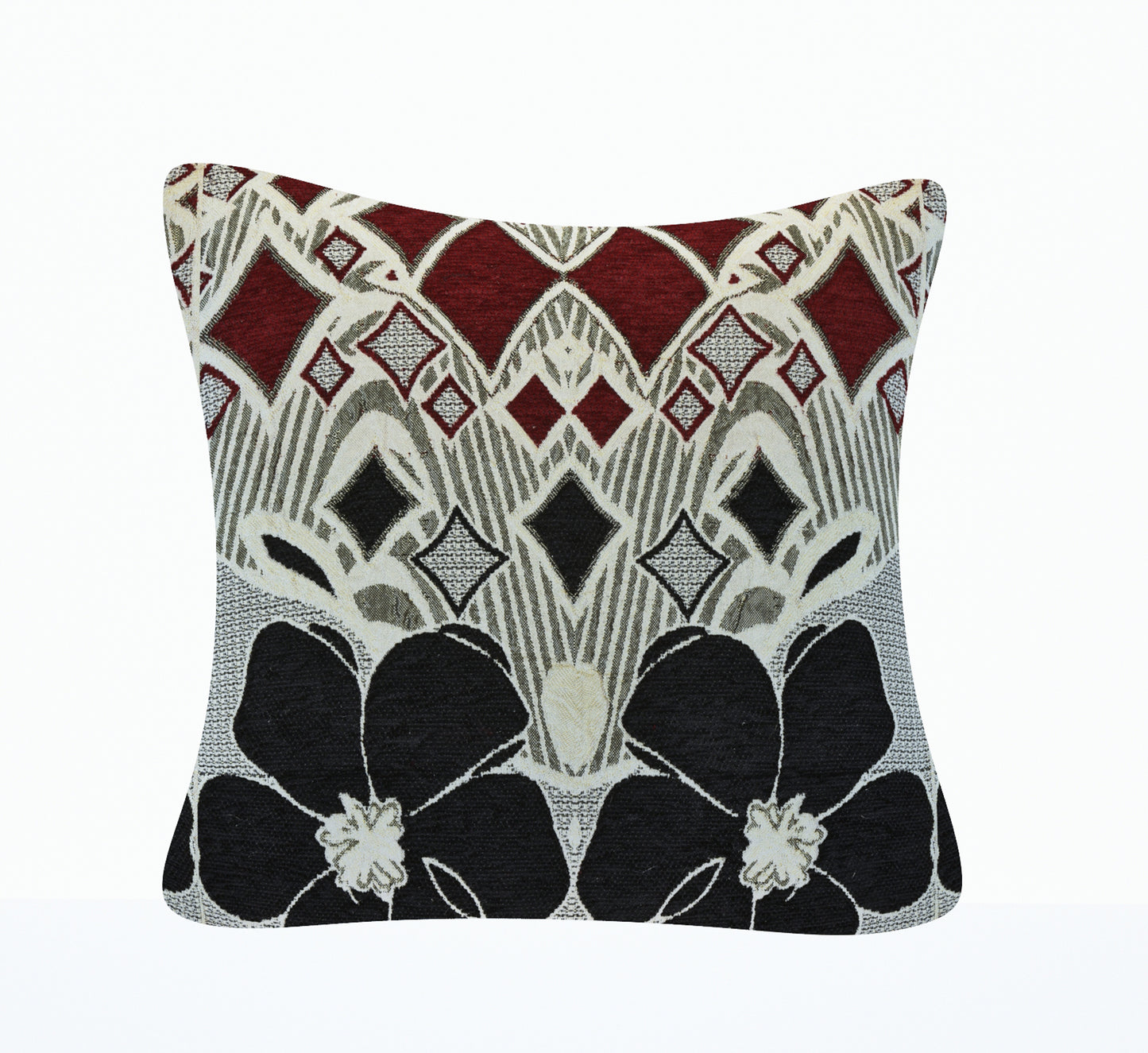 Bigger Fish Set of 5 Chenille Cushion Covers - Maroon (16x16 Inches)