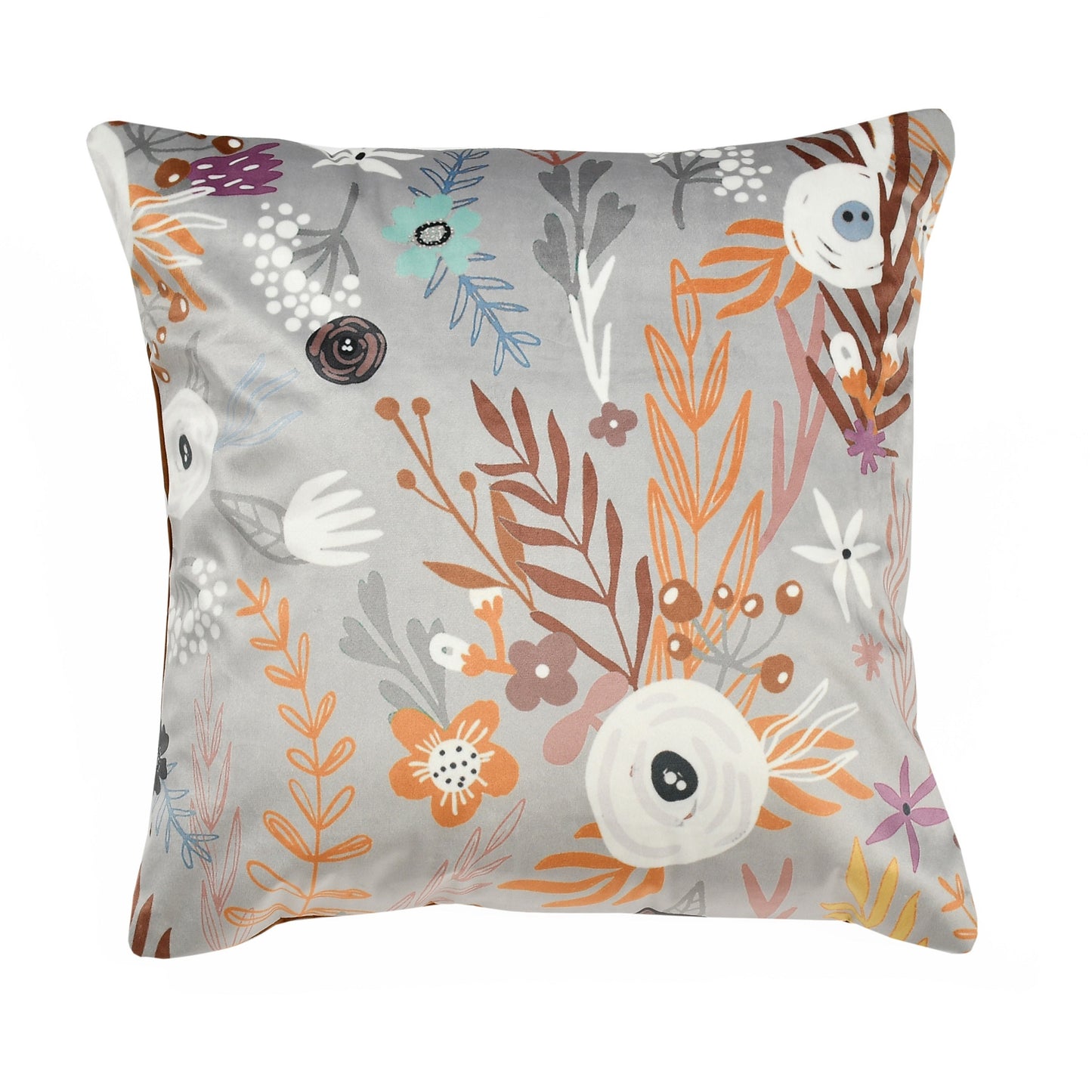 Bigger Fish Set of 5 Printed Velvet Cushion Covers - Grey (16x16 Inches)