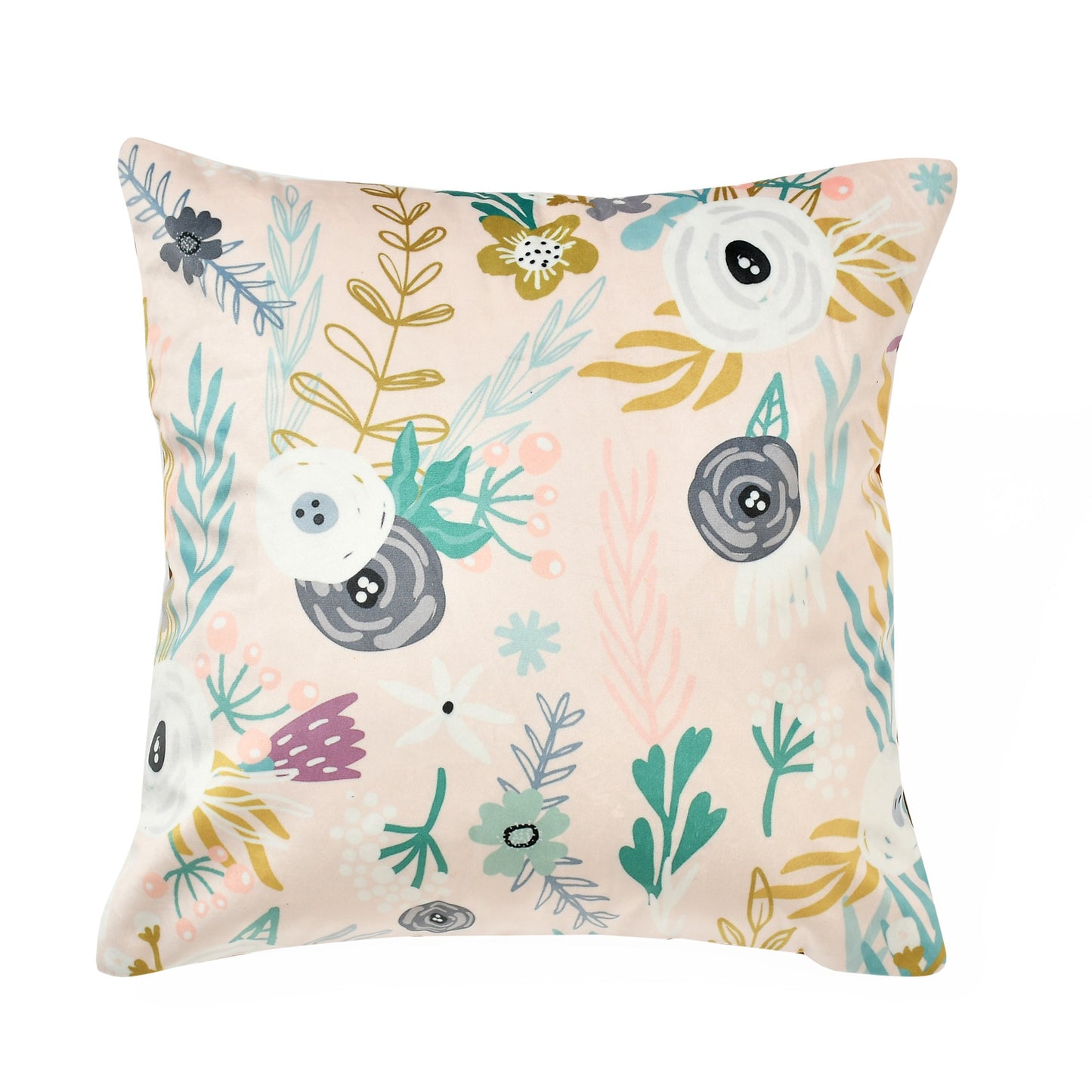 Bigger Fish Set of 5 Printed Velvet Cushion Covers - Peach (16x16 Inches)
