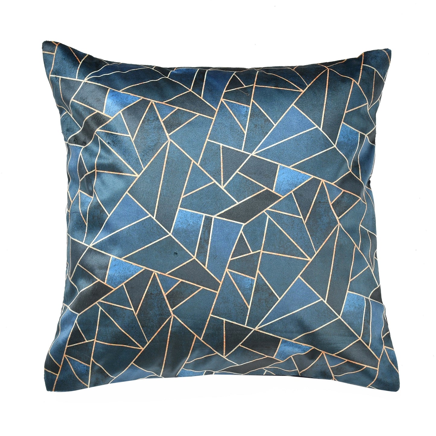 Bigger Fish Set of 5 Printed Velvet Cushion Covers - Blue (16x16 Inches)