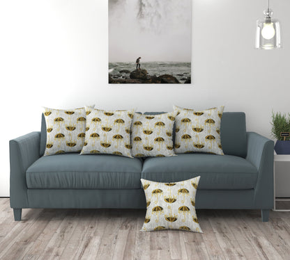Bigger Fish Set of 5 Printed Velvet Cushion Covers - Green (16x16 Inches)