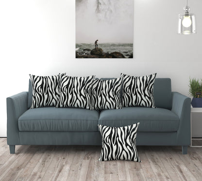 Bigger Fish Set of 5 Printed Velvet Cushion Covers - Black (16x16 Inches)
