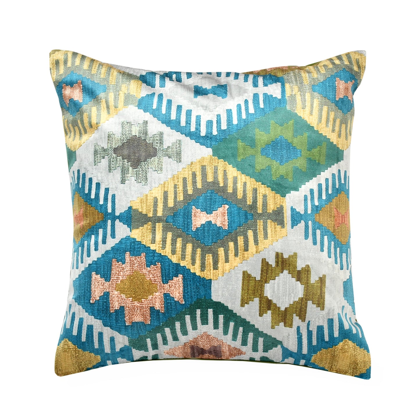 Bigger Fish Set of 5 Printed Velvet Cushion Covers - Blue (16x16 Inches)