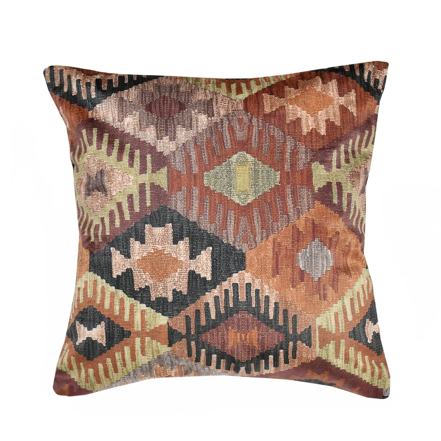 Bigger Fish Set of 5 Printed Velvet Cushion Covers - Brown (16x16 Inches)