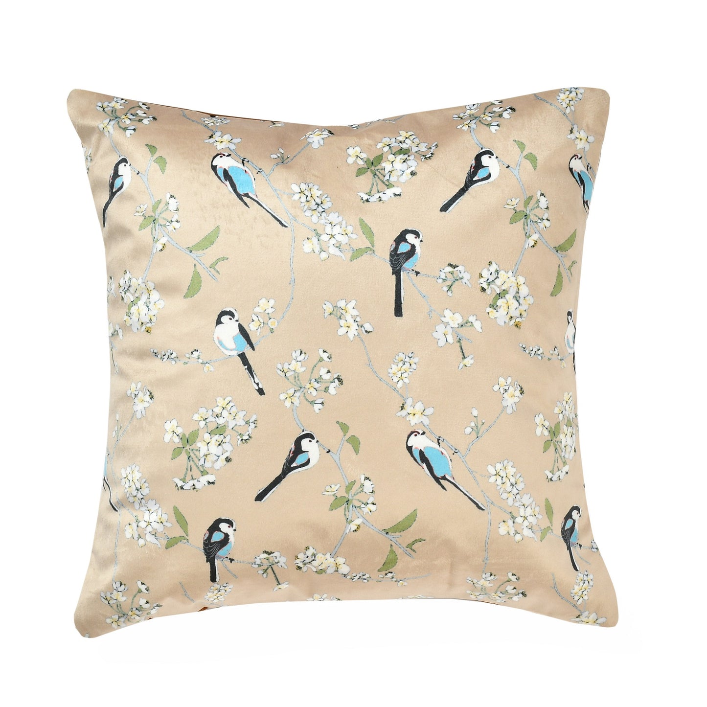 Bigger Fish Set of 5 Printed Velvet  Cushion Covers - Brown (16x16 Inches)