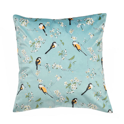 Bigger Fish Set of 5 Printed Velvet  Cushion Covers - Sky Blue (16x16 Inches)