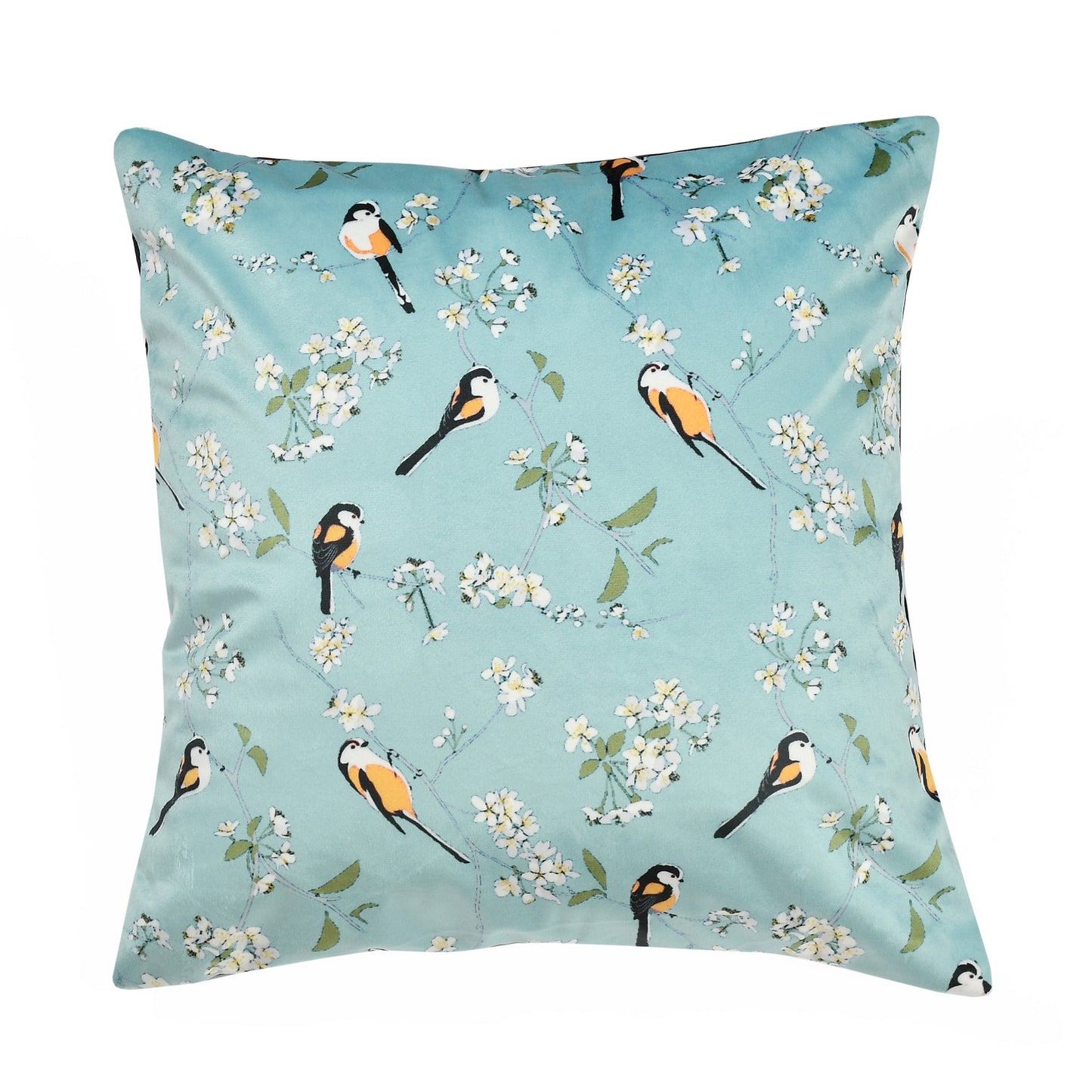 Bigger Fish Set of 5 Printed  Velvet Cushion Covers - Sky Blue (16x16 Inches)
