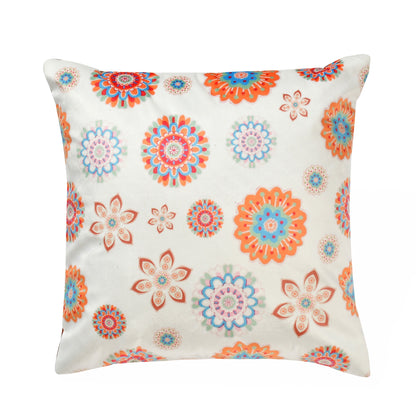 Bigger Fish Set of 5 Printed  Velvet Cushion Covers - Orange (16x16 Inches)