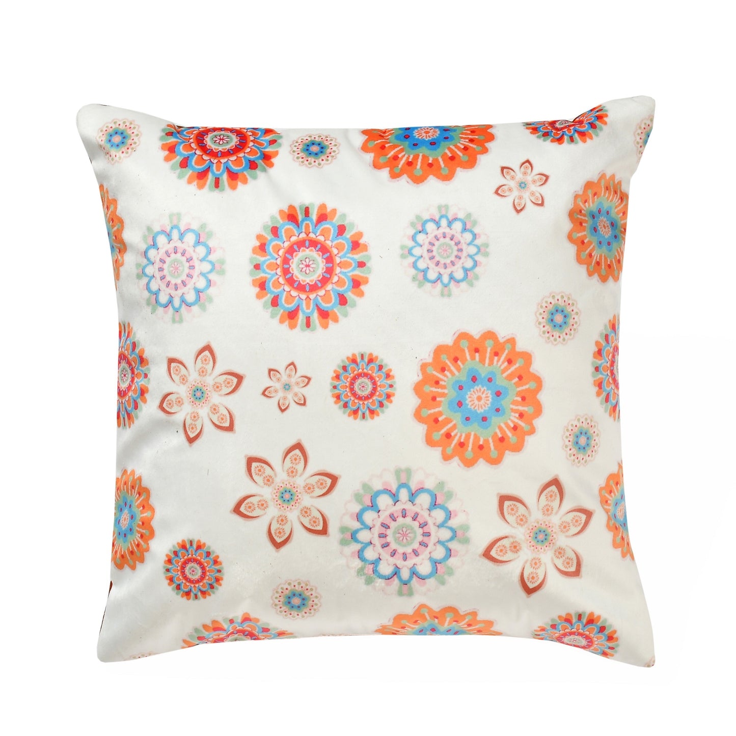 Bigger Fish Set of 5 Printed  Velvet Cushion Covers - Orange (16x16 Inches)