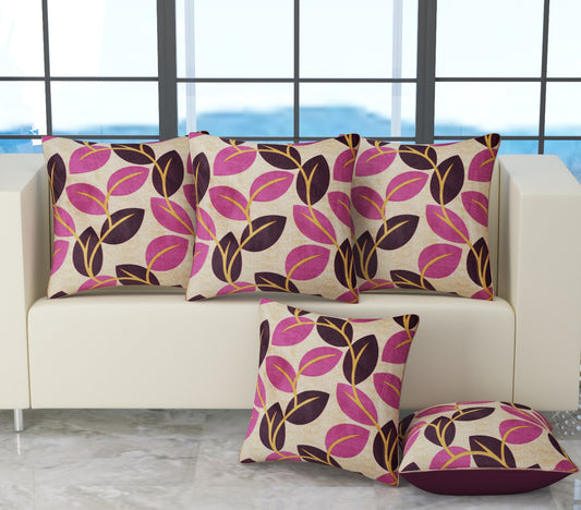 Bigger Fish Set of 5 Digital Print Polycotton Cushion Covers - Wine (16x16 Inches)