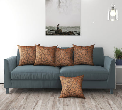 Bigger Fish Set of 5 Suede Cushion Covers - Brown (16x16 Inches)