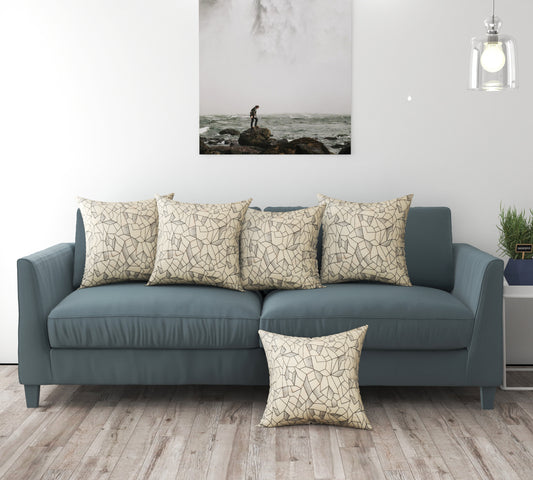 Bigger Fish Set of 5 Suede Cushion Covers - Cream (16x16 Inches)