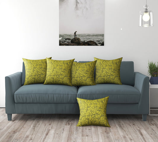 Bigger Fish Set of 5 Suede Cushion Covers - Green (16x16 Inches)
