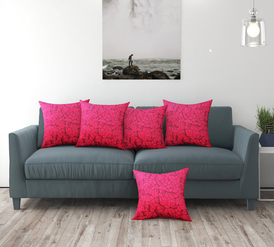 Bigger Fish Set of 5 Suede Cushion Covers - Pink (16x16 Inches)