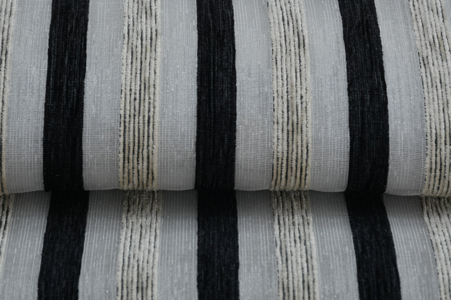 Bigger Fish Set of 5 Tissue Chenille Striped Cushion Covers - Black (16x16 Inches)