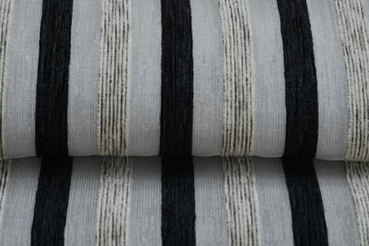 Bigger Fish Set of 5 Tissue Chenille Striped Cushion Covers - Black (16x16 Inches)