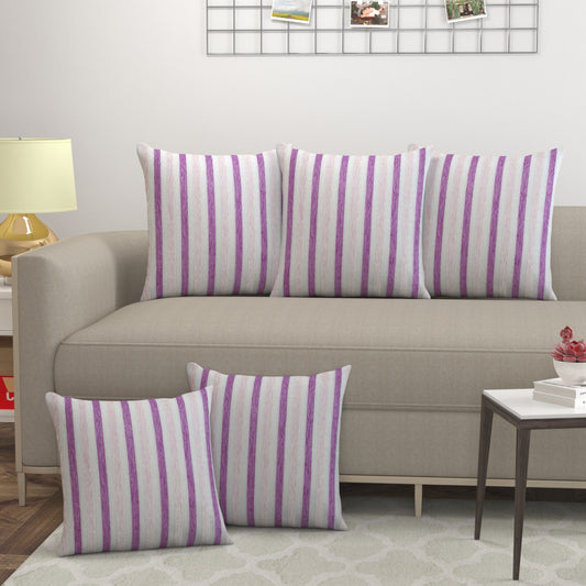 Bigger Fish Set of 5 Tissue Chenille Striped Cushion Covers - Lavender (16x16 Inches)