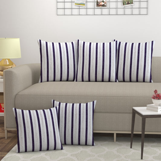 Bigger Fish Set of 5 Tissue Chenille Striped Cushion Covers - Purple (16x16 Inches)