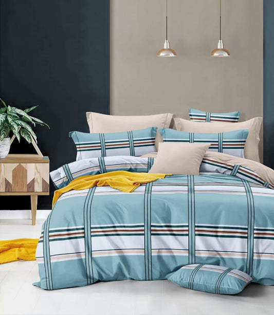 Bigger Fish 240 TC Poly cotton King Size Bedsheet 108x108 Inch with 2 Pillow Cover (Multicolor)