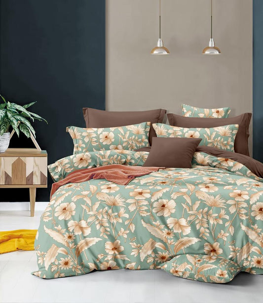 Bigger Fish 240 TC Poly cotton King Size Bedsheet 108x108 Inch with 2 Pillow Cover (Multicolor)