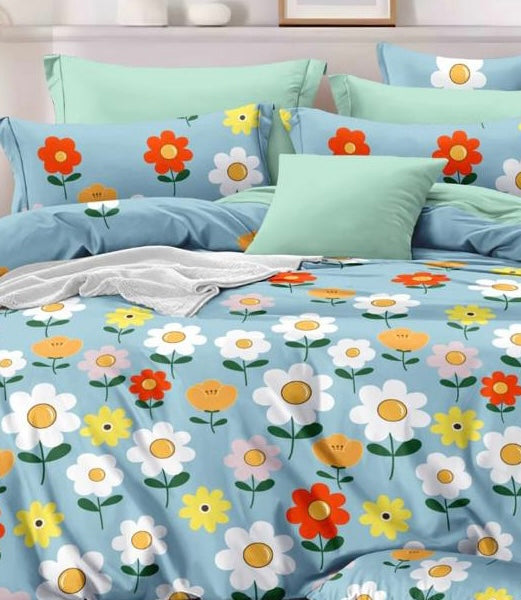 Bigger Fish 240 TC Poly cotton King Size Bedsheet 108x108 Inch with 2 Pillow Cover (Multicolor)