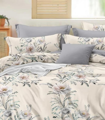 Bigger Fish 240 TC Poly cotton King Size Bedsheet 108x108 Inch with 2 Pillow Cover (Multicolor)