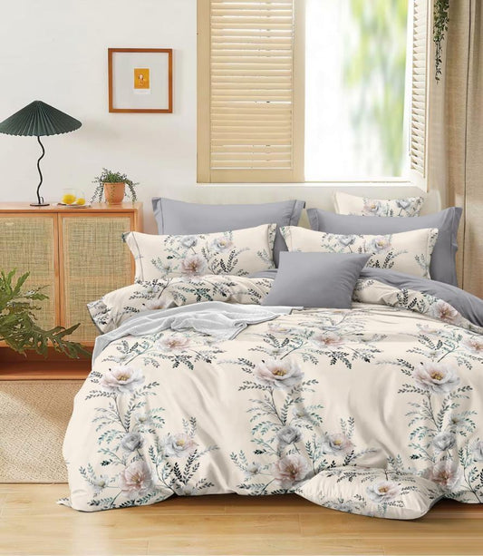 Bigger Fish 240 TC Poly cotton King Size Bedsheet 108x108 Inch with 2 Pillow Cover (Multicolor)
