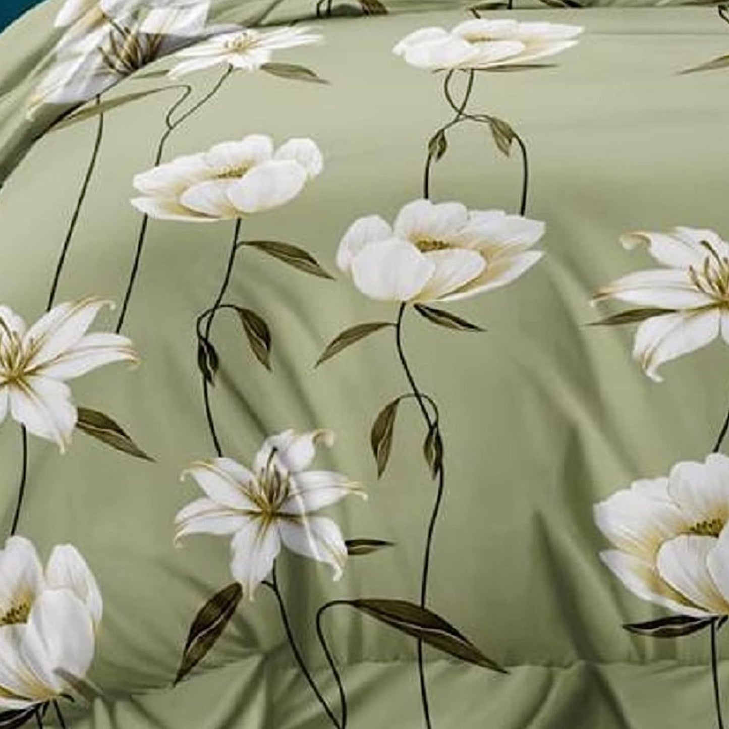 Bigger Fish Comfy 240 TC Polycotton Double Abstract Flat Bedsheet 90x100 Inch with 2 Pillow Cover ( Green)