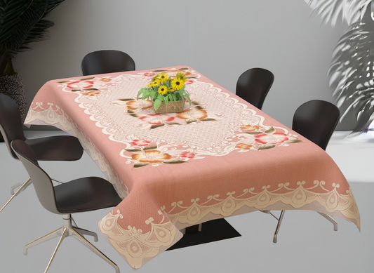 Bigger Fish Polycotton Printed 6 Seater Decorative 60x90 Inch Dining Table Cover (Rust)