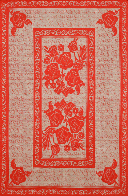 Bigger Fish Polycotton Printed 6-8 Seater Decorative 60x90 Inch Dining Table Cover (Maroon)