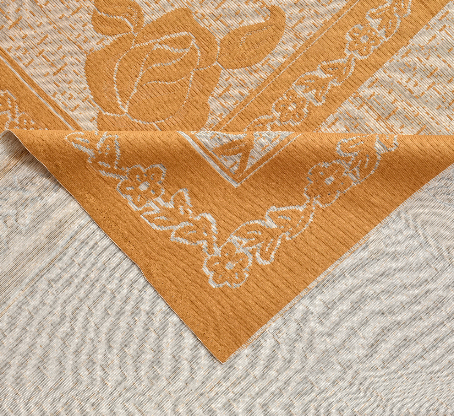 Bigger Fish Polycotton Printed 6-8 Seater Decorative 60x90 Inch Dining Table Cover (Mustard)