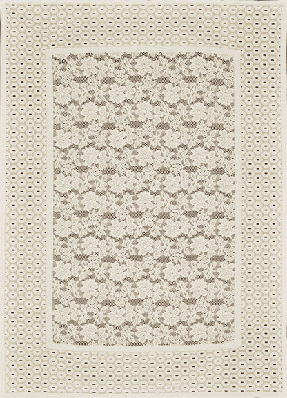 Bigger Fish Polycotton Printed 6-8 Seater Decorative 60x90 Inch Dining Table Cover (Cream)