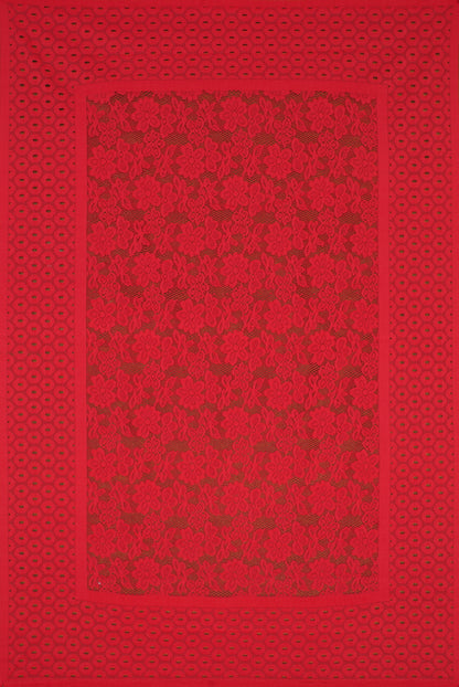 Bigger Fish Polycotton Printed 6-8 Seater Decorative 60x90 Inch Dining Table Cover (Maroon)