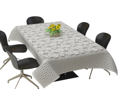 Bigger Fish Polycotton Printed 6-8 Seater Decorative 60x90 Inch Dining Table Cover (White)