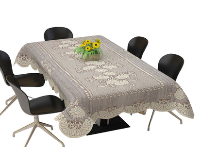Bigger Fish Polycotton Floral Design Printed 6-8 Seater Decorative 60x90 Inch Dining Table Cover (Brown)