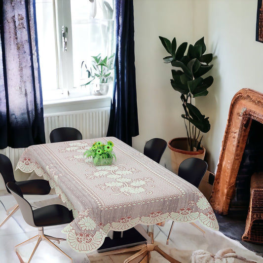 Bigger Fish Polycotton Floral Design Printed 6-8 Seater Decorative 60x90 Inch Dining Table Cover (Maroon)