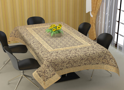 Bigger Fish Polycotton Jall Design Printed 6-8 Seater Decorative 60x90 Inch Dining Table Cover (Gold)