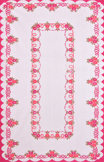 Bigger Fish Poly Cotton , Decorative Hand Made Dining Table Cover for 6 Seater (60 X 90 Inches) (Pink)