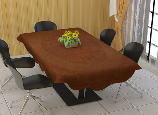Bigger Fish Poly Cotton , Decorative Hand Made Oval Dining Table Cover for 6-8 Seater (60 X 90 Inches) (Brown)