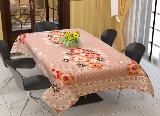 Bigger Fish Poly Cotton , Decorative Hand Made Star Pattern Dining Table Cover for 6 Seater (60 X 90 Inches) (Rust)
