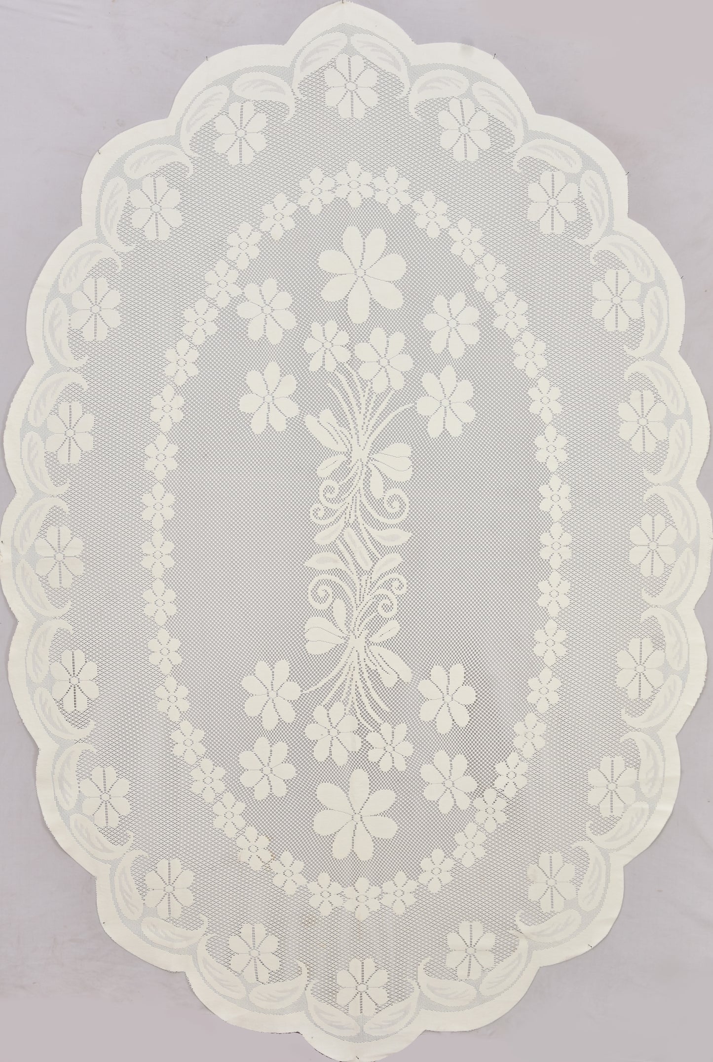 Bigger Fish Poly Cotton , Decorative Hand Made Star Oval Dining Table Cover for 6-8 Seater (60 X 90 Inches) (Cream)