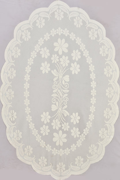 Bigger Fish Poly Cotton , Decorative Hand Made Star Oval Dining Table Cover for 6-8 Seater (60 X 90 Inches) (Cream)