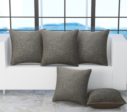 Bigger Fish Set of 5 Plain Jute 16x16 Inch Brown Cushion Covers