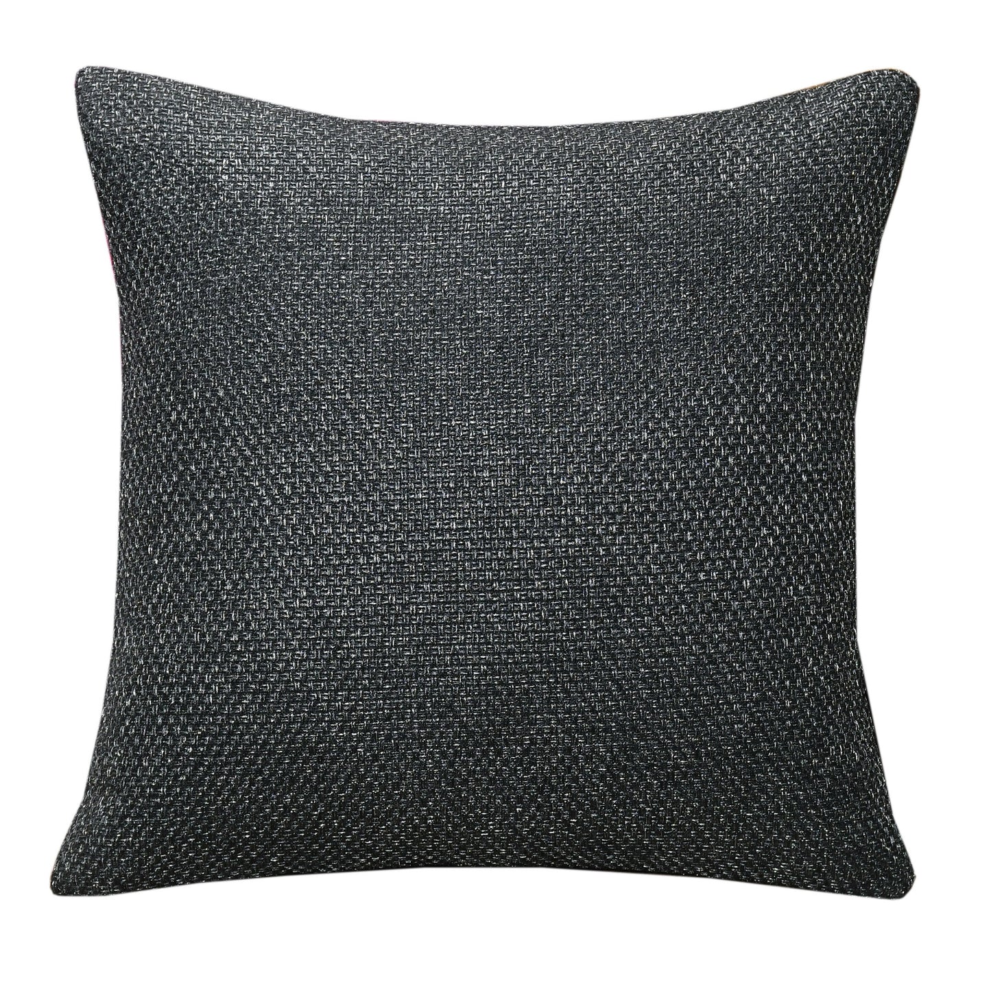 Bigger Fish Set of 5 Plain Jute 16x16 Inch Black Cushion Covers