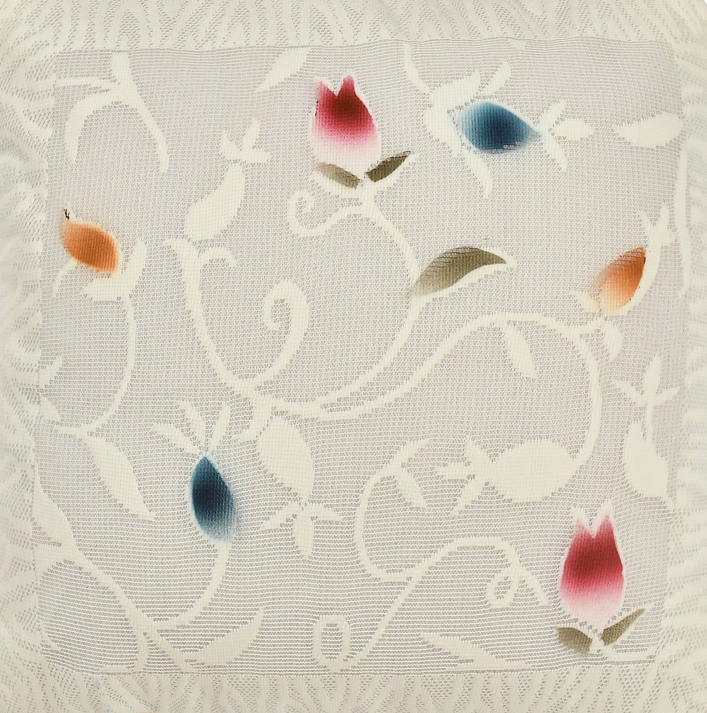 Bigger Fish Set of 5 Floral Poly Cotton 16x16 Inch Cream Cushion Covers