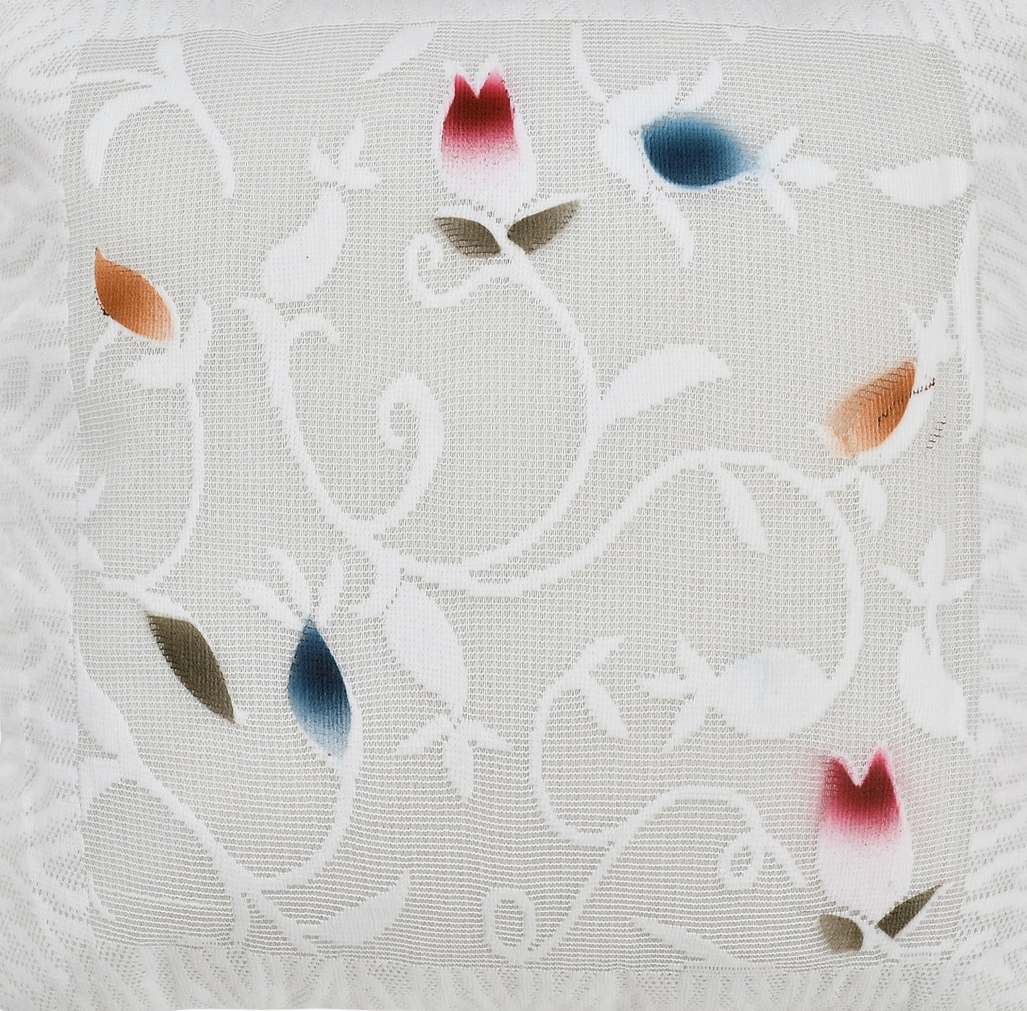 Bigger Fish Set of 5 Floral Poly Cotton 16x16 Inch White Cushion Covers